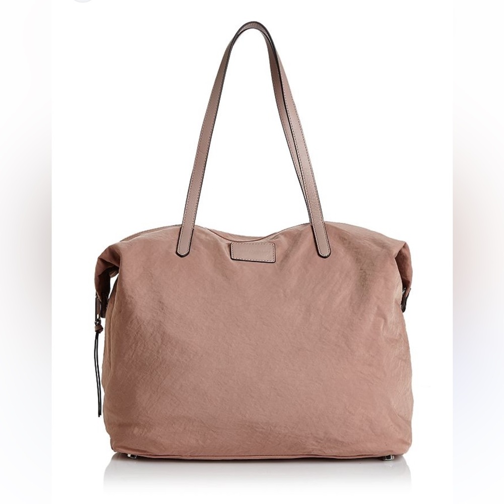 REBECCA MINKOFF Blush Pink Washed Nylon Leather Handles Large Shoulder Bag Tote